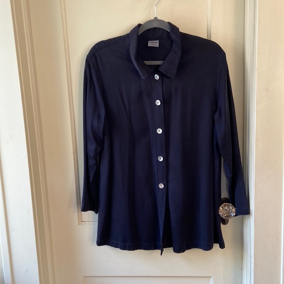 Vintage Gerties Long Oversize Dark Blue Jacket Size M - Picture 1 of 6